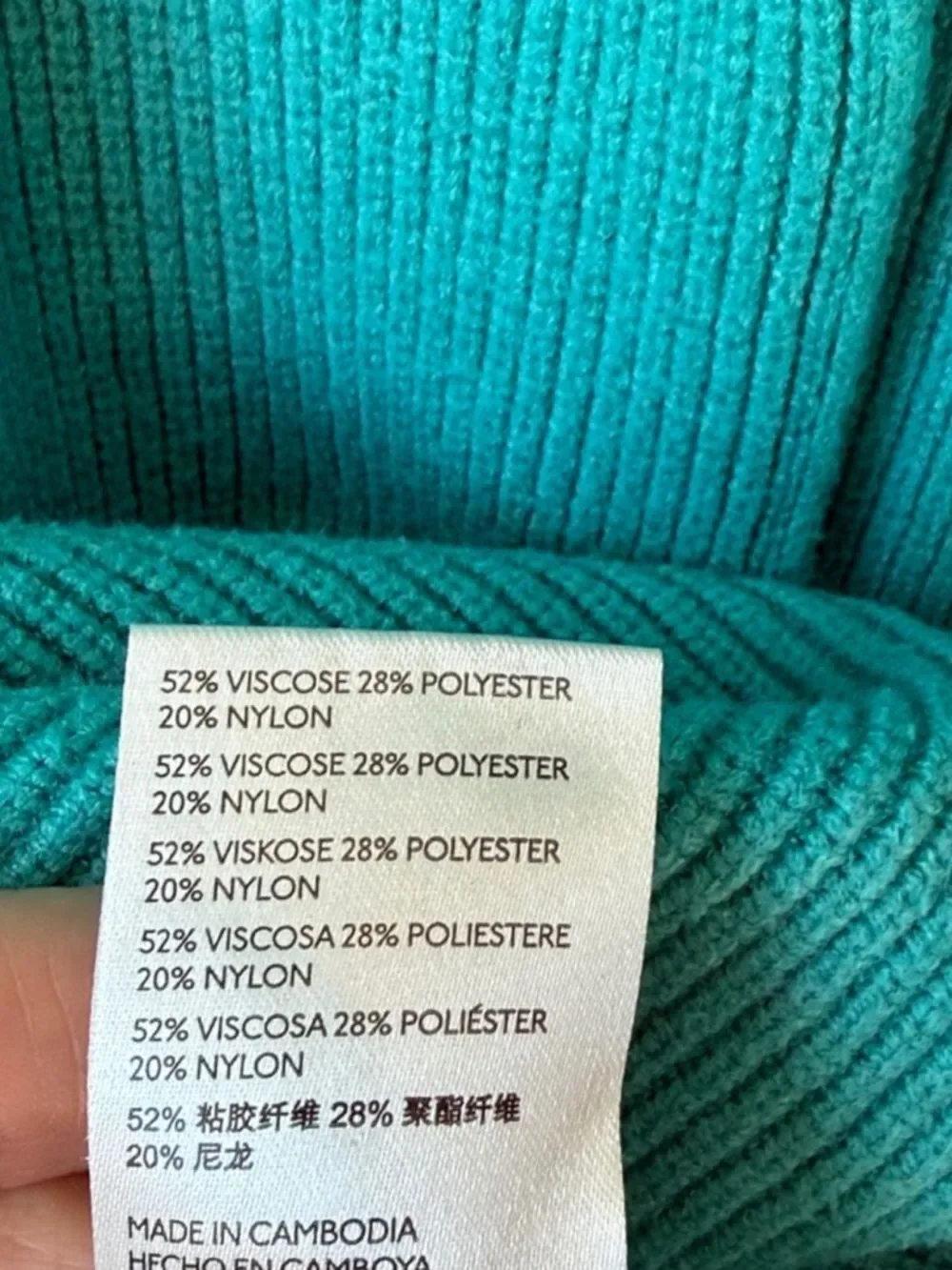 Free People Teal Ribbed Turtleneck Sweater